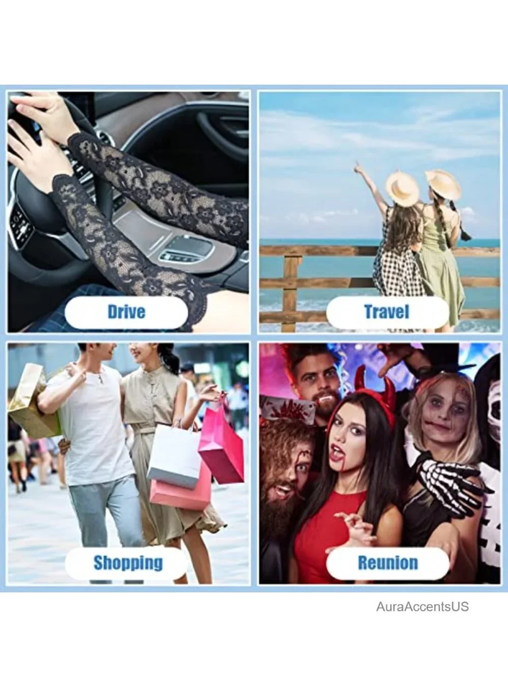 Elegant Lace Arm Sleeves Elbow Length Fingerless Gloves UV Protection Women